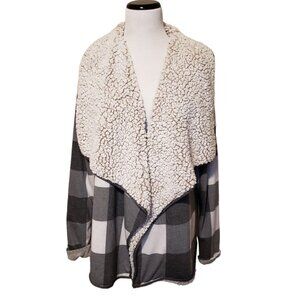 Thread &‎ Supply Womens Buffalo Check Sherpa Lined Open Cardigan Jacket Size M